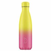 Botella de Acero Térmica Degradado Neón Amarillo y Rosa 500 ml